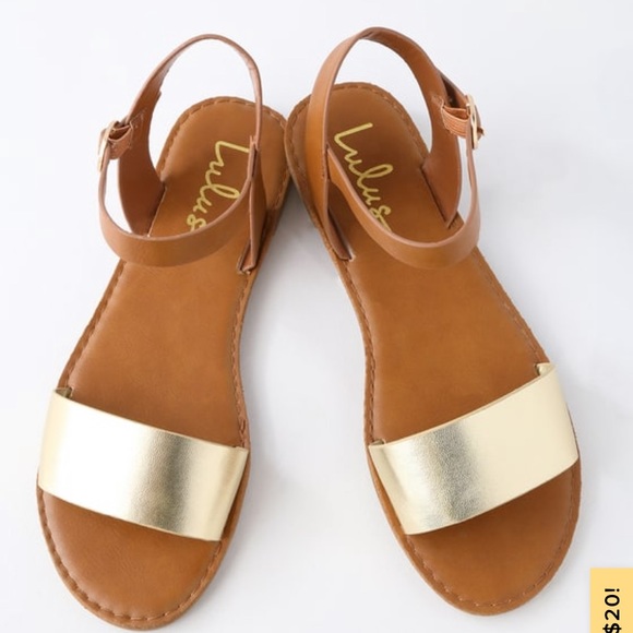 Lulus Shoes - Lulu’s gold and brown sandals. Brand new!